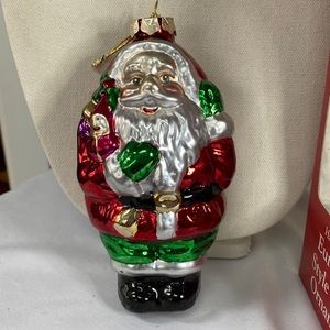 Vintage glass Santa ornament
